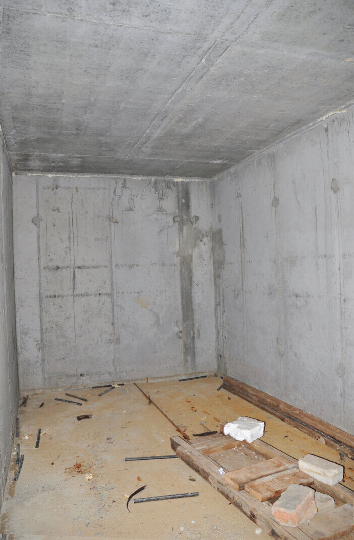 Building House Concrete Storage Cellar or Tornado Shelter Interior Room.