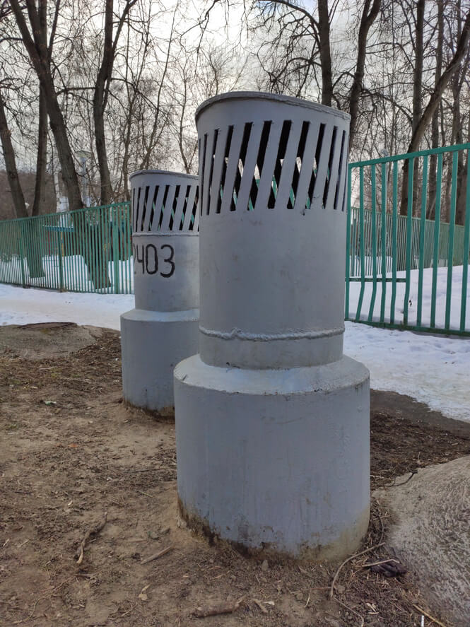 Ventilation chimneys of an underground bunker