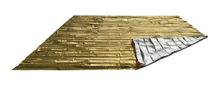 reflective space blanket on white background