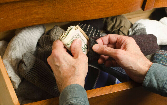hiding cash in sock