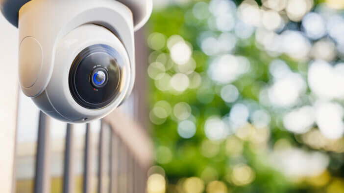 CCTV camera installed on wall of the building or office. Scan the area for surveillance purposes. Can be used background in security work. 3D Render