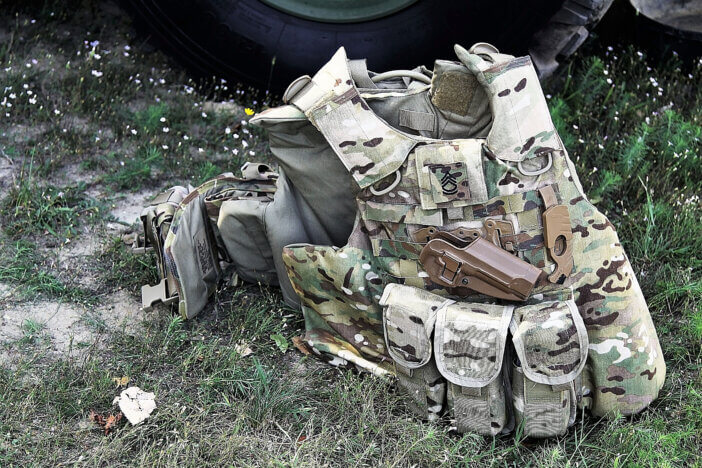 Tactical vest in the grass.