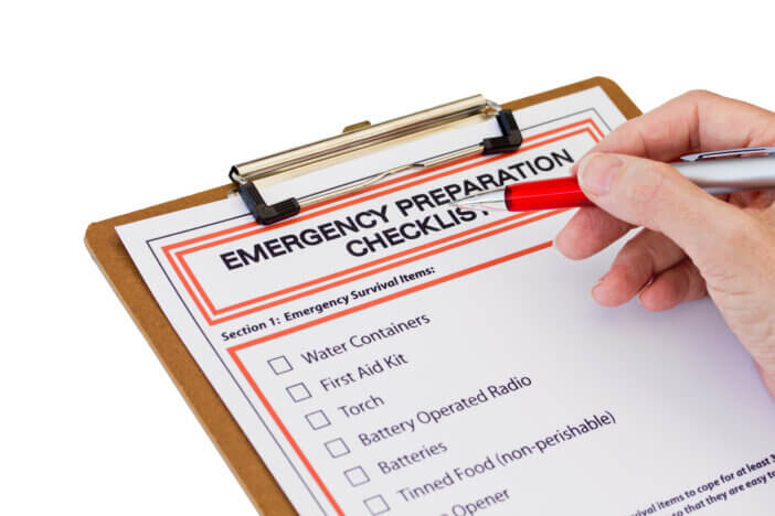 Emergency preparedness form - Isolated on White