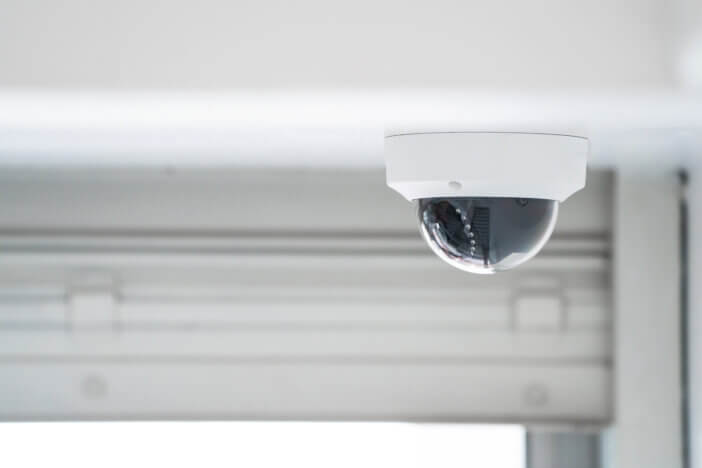 CCTV camera is installed inside the building on the ceiling and wall for monitoring and running safety system control in that area.
