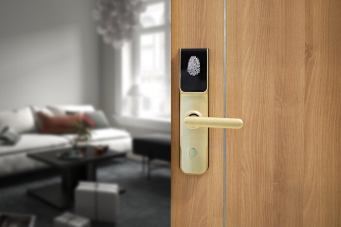 Digital Door lock or Electronics knob door for access living room security, Selective focus