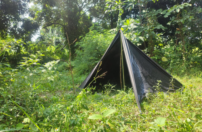emergency shelter made of flysheets.