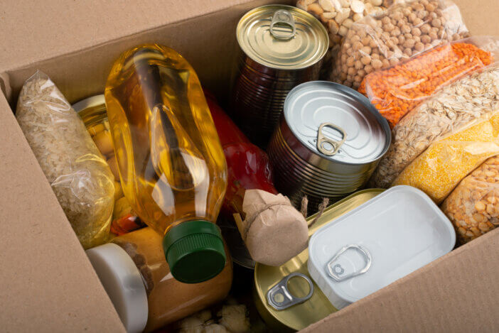 Survival set of nonperishable foods in carton box