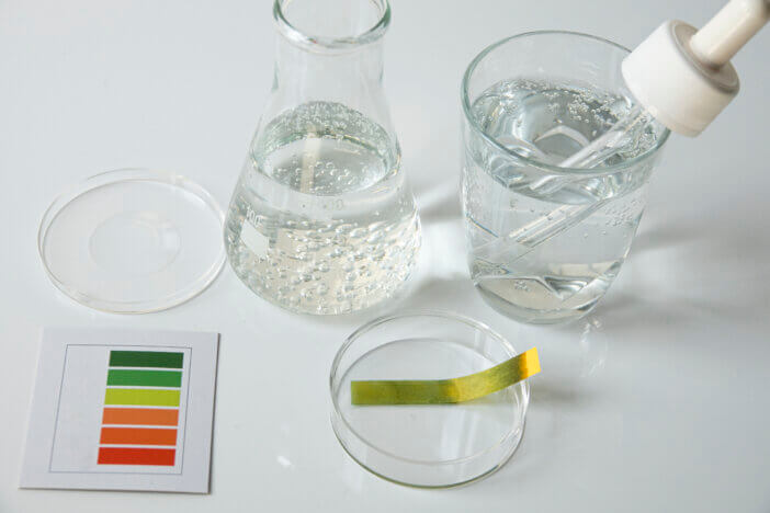 Ph test of water acidity, closeup