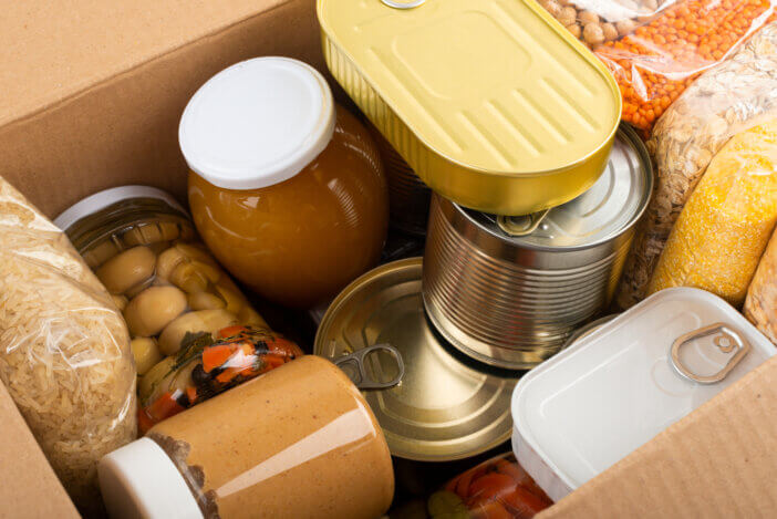 Survival set of nonperishable foods in carton box