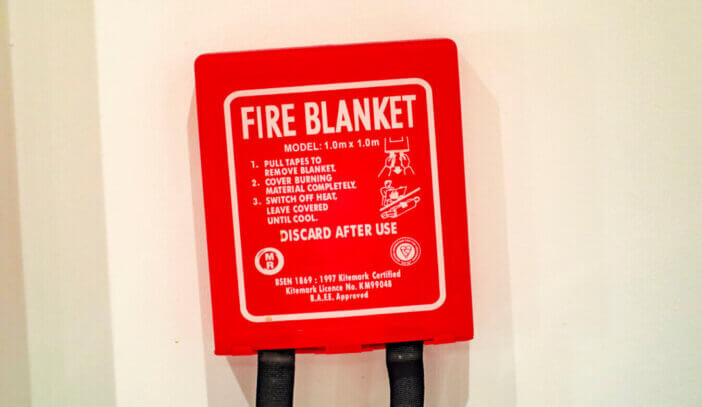 Fire blanket used for protection against accidents.